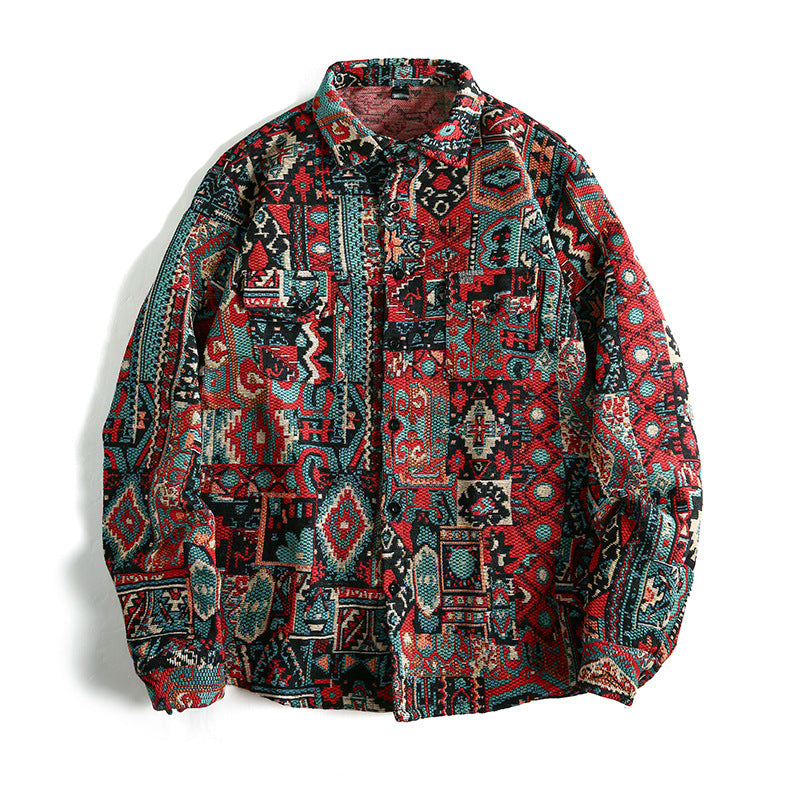 Men's Patterned Overshirt Jacket in Patchwork Jacquard Hudson & Parker