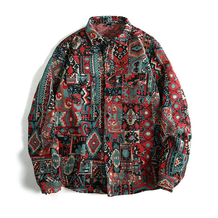Men's Patterned Overshirt Jacket in Patchwork Jacquard Hudson & Parker