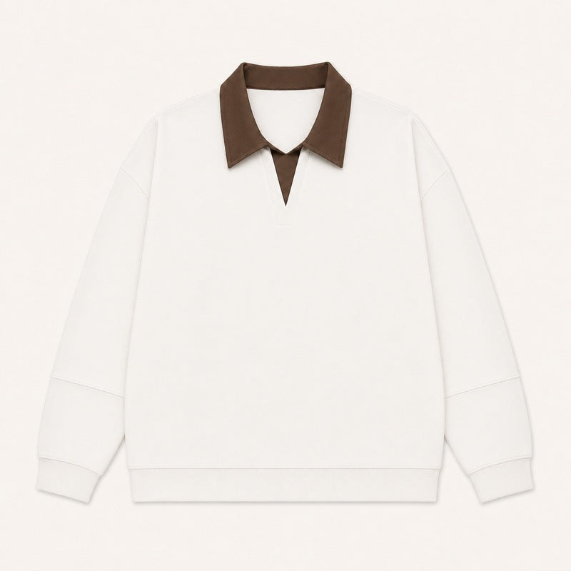 Women's Boxy Polo Sweatshirt with Contrasting Lace Collar Hudson & Parker