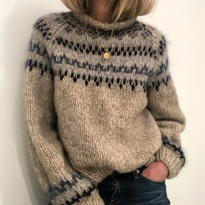 CLAIRE – NORDIC PATTERN KNIT SWEATER