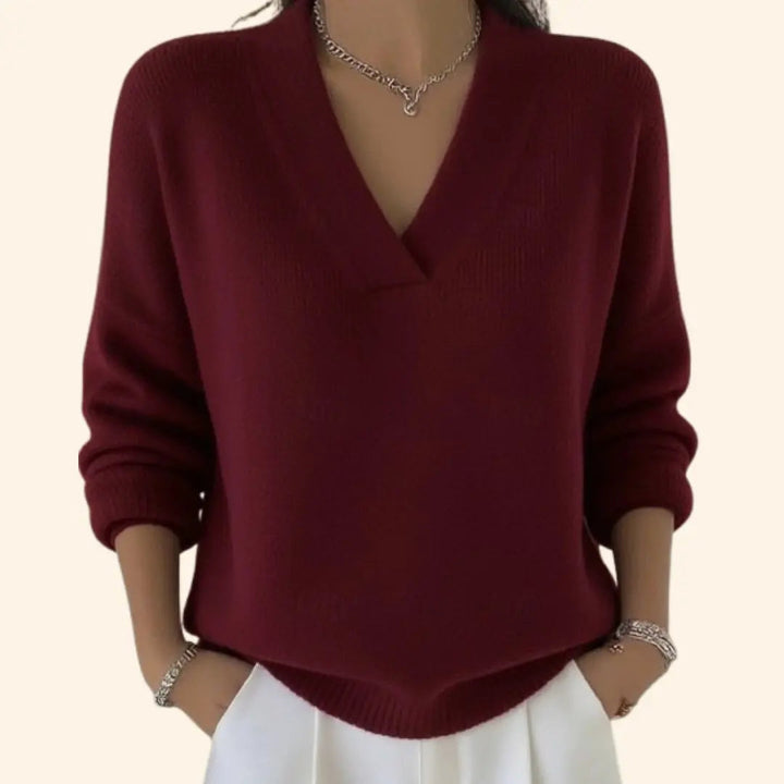 Hazel | Women V Neck Knit Pullover Sweater