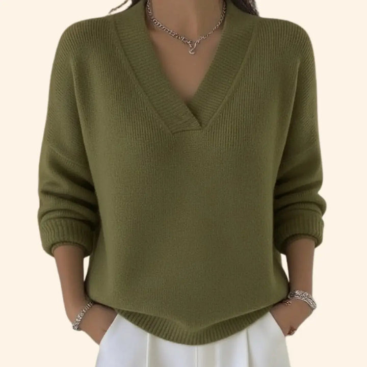 Hazel | Women V Neck Knit Pullover Sweater