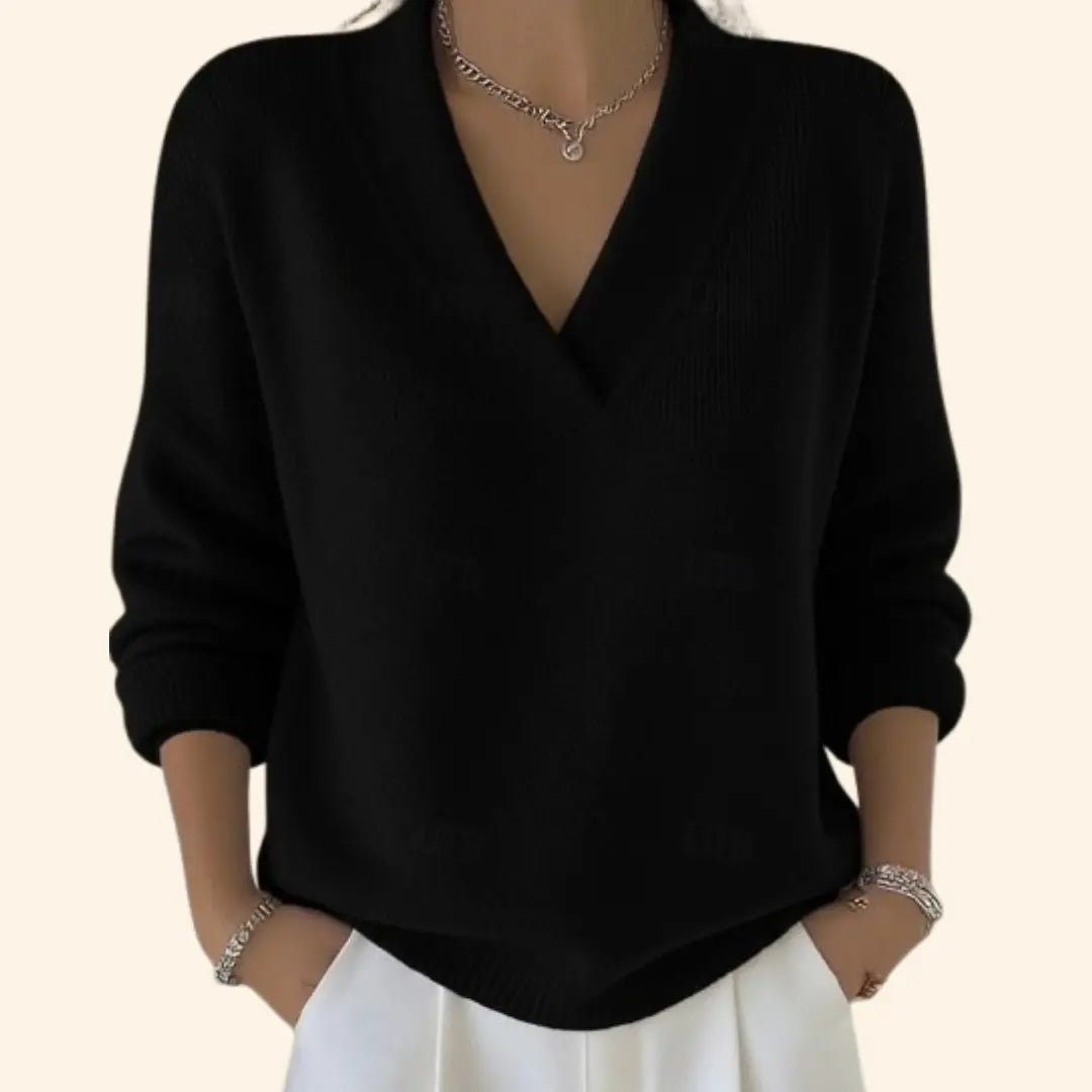 Hazel | Women V Neck Knit Pullover Sweater
