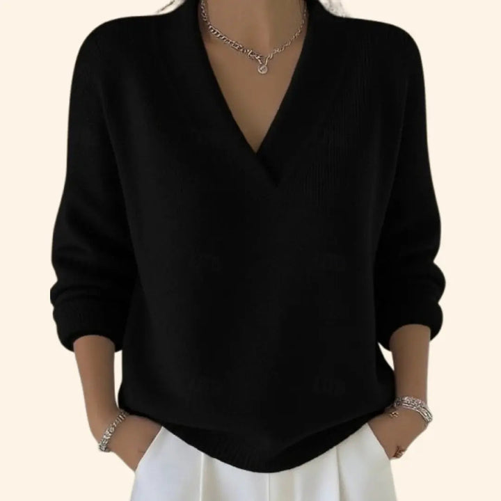 Hazel | Women V Neck Knit Pullover Sweater