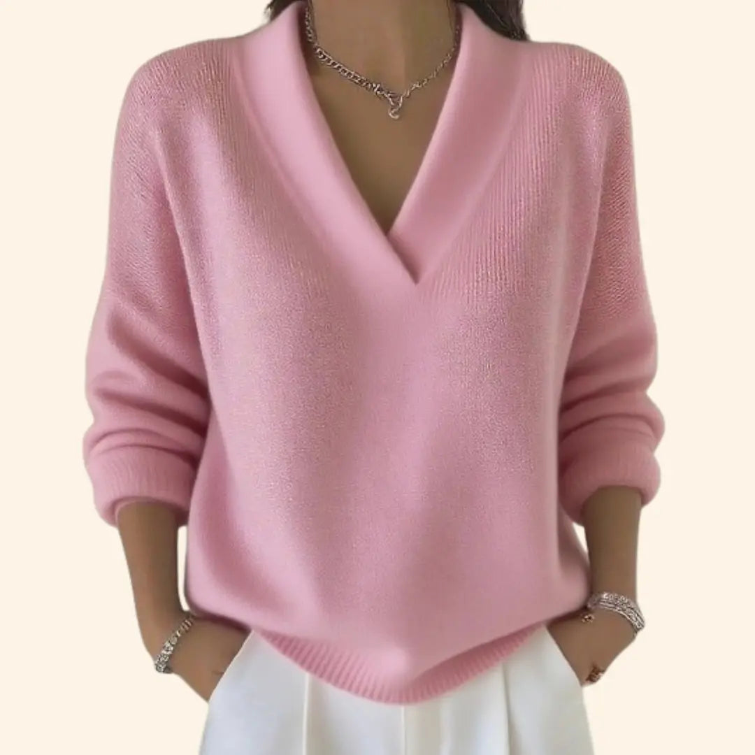 Hazel | Women V Neck Knit Pullover Sweater