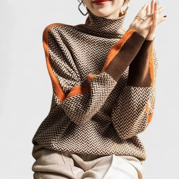 Harper | Women’s Turtleneck Pattern Long Sleeve Sweater