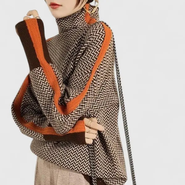 Harper | Women’s Turtleneck Pattern Long Sleeve Sweater