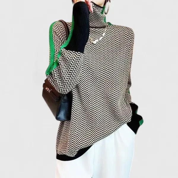 Harper | Women’s Turtleneck Pattern Long Sleeve Sweater