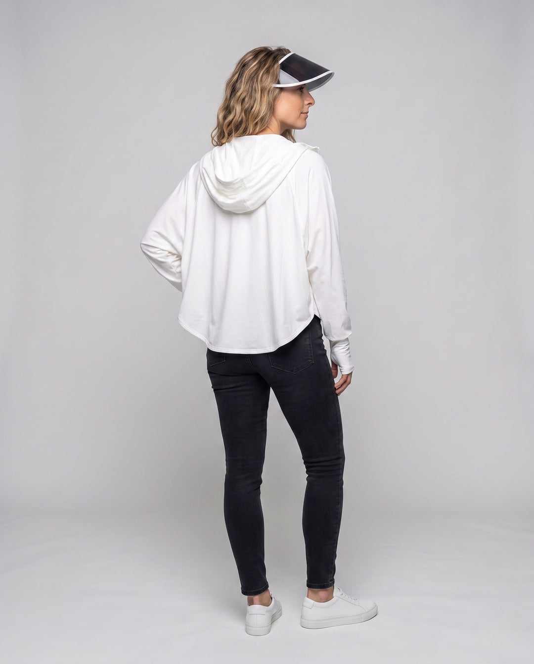 Women UV protection hooded blouse with expandable face visor Hudson & Parker