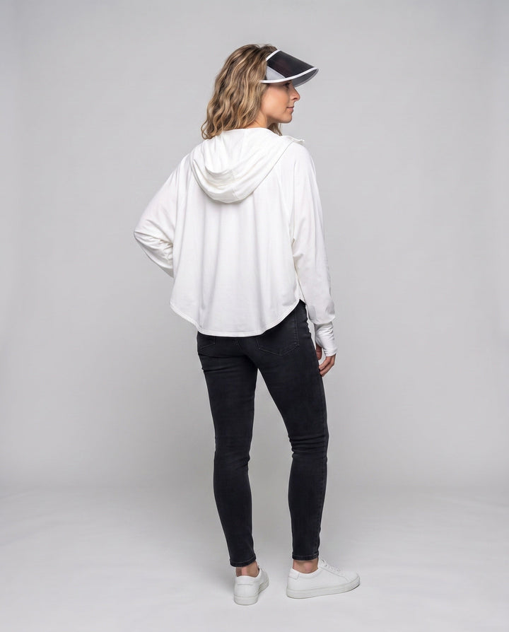 Women UV protection hooded blouse with expandable face visor Hudson & Parker