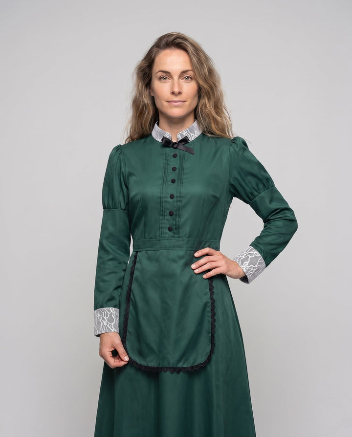 Ladies Historical Hooded Dress with Ruffles and Decorative Accents Hudson & Parker Fashion