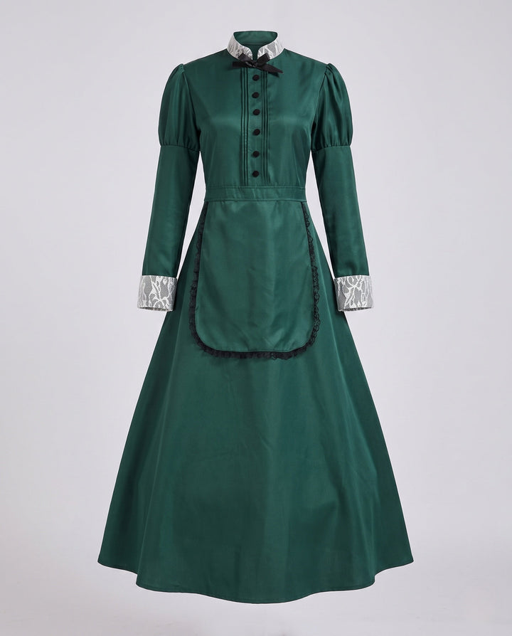 Ladies Historical Hooded Dress with Ruffles and Decorative Accents Hudson & Parker Fashion