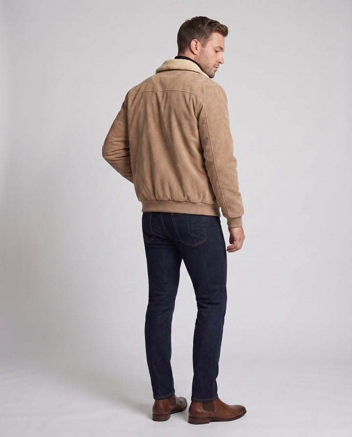 Men's cord jacket with sherpa collar and thermal inner lining