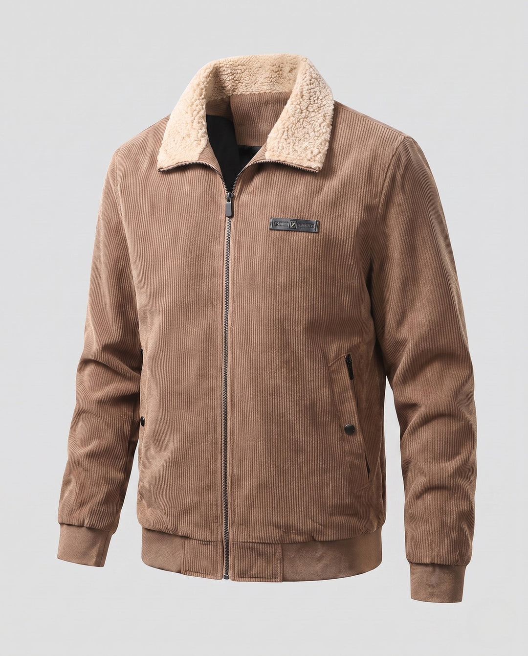 Men's cord jacket with sherpa collar and thermal inner lining