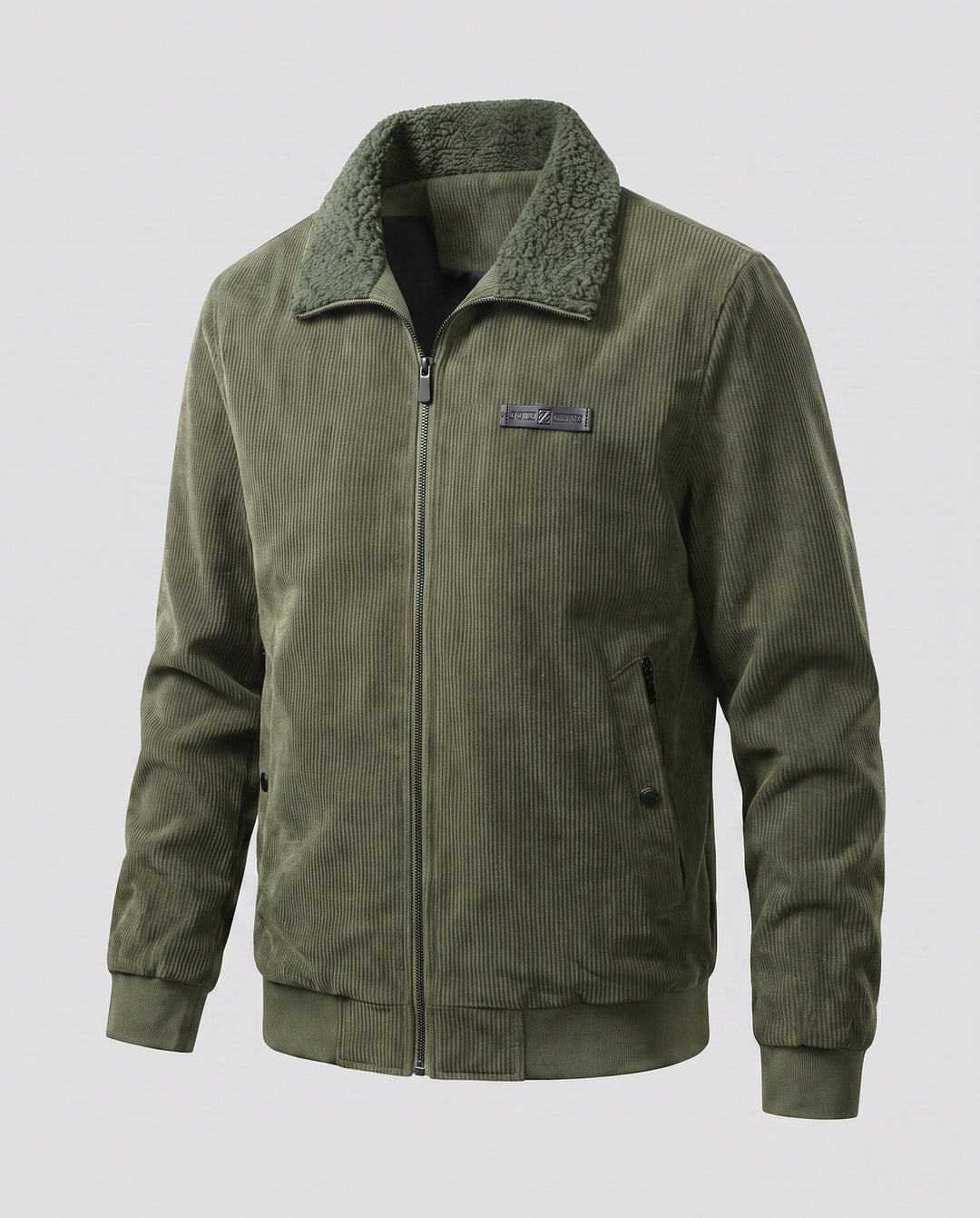 Men's cord jacket with sherpa collar and thermal inner lining