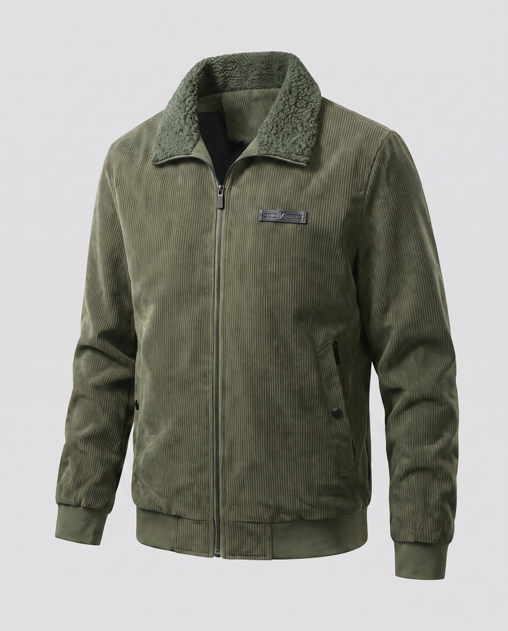 Men's cord jacket with sherpa collar and thermal inner lining