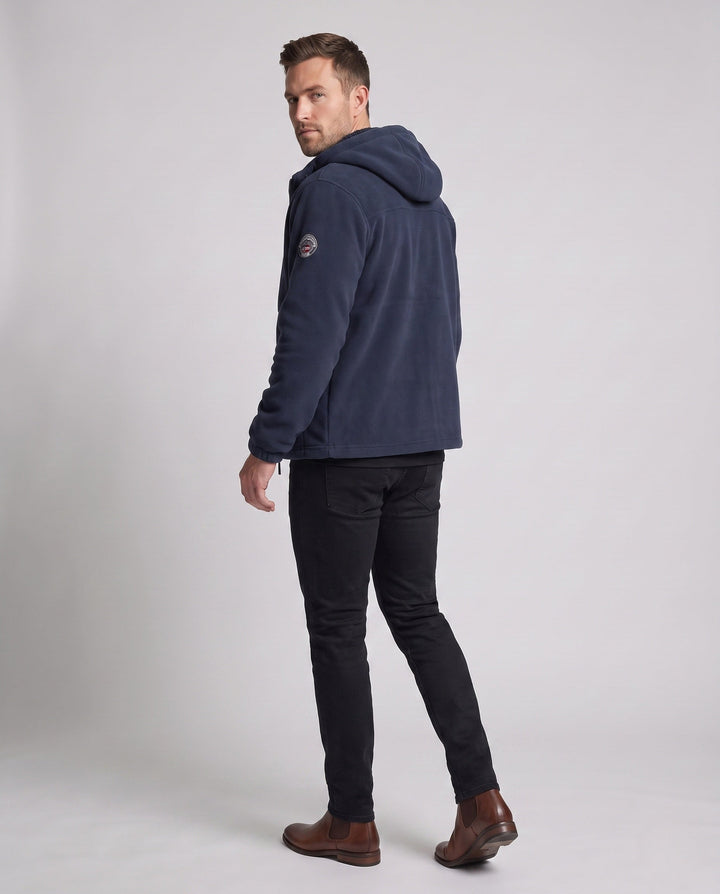 Men's insulated fleece hoodie with teddy lining, concealed zipper and elastic cuffs