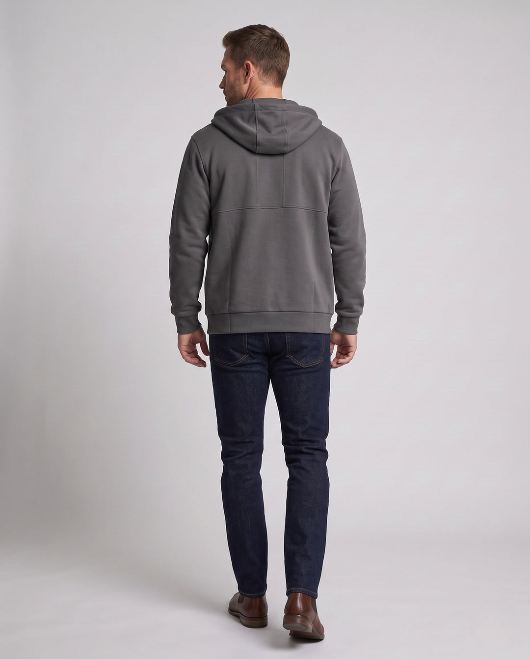 Men's padded hooded sweat jacket with full zip and soft microfleece