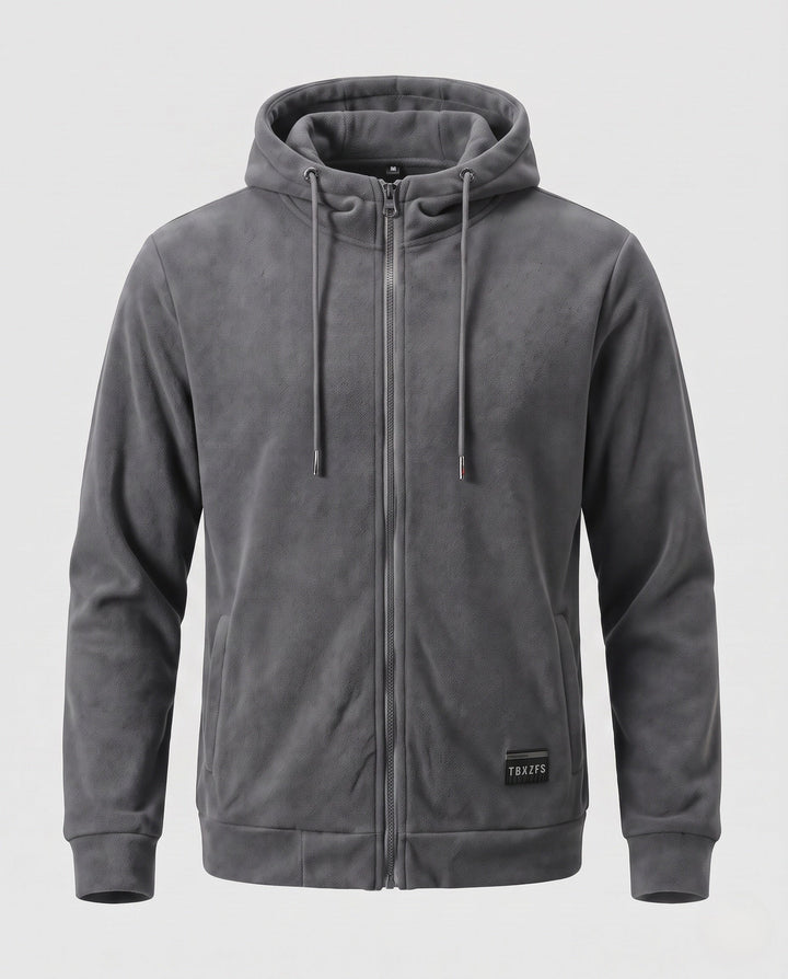 Men's padded hooded sweat jacket with full zip and soft microfleece