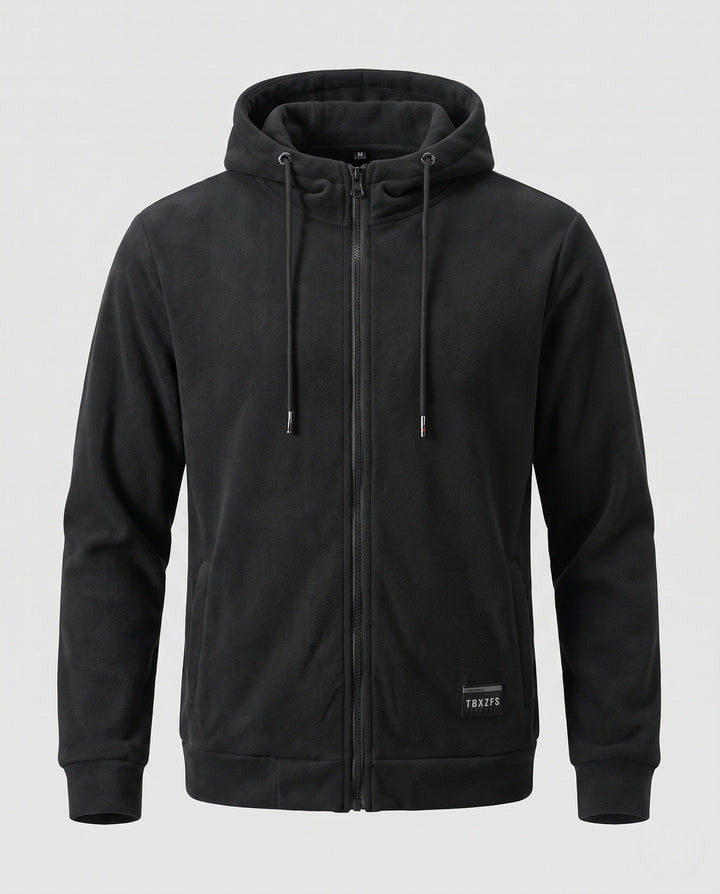 Men's padded hooded sweat jacket with full zip and soft microfleece