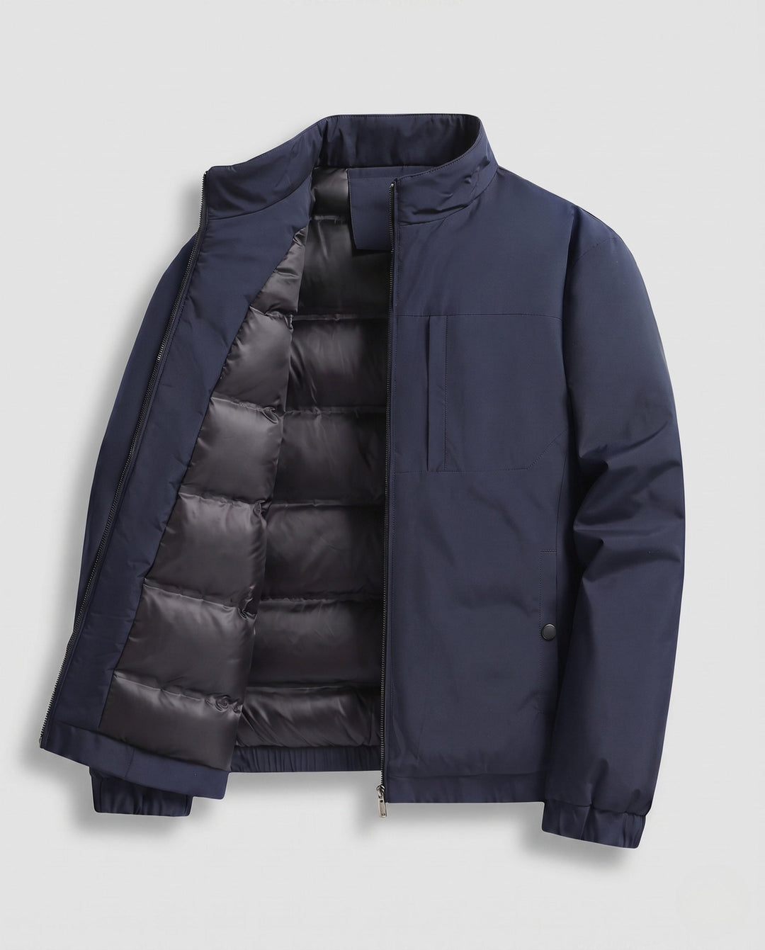 Men's quilted thermo transitional jacket with stand-up collar