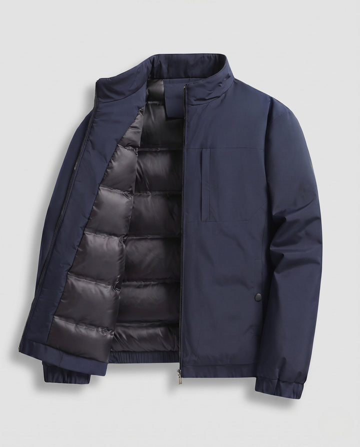 Men's quilted thermo transitional jacket with stand-up collar