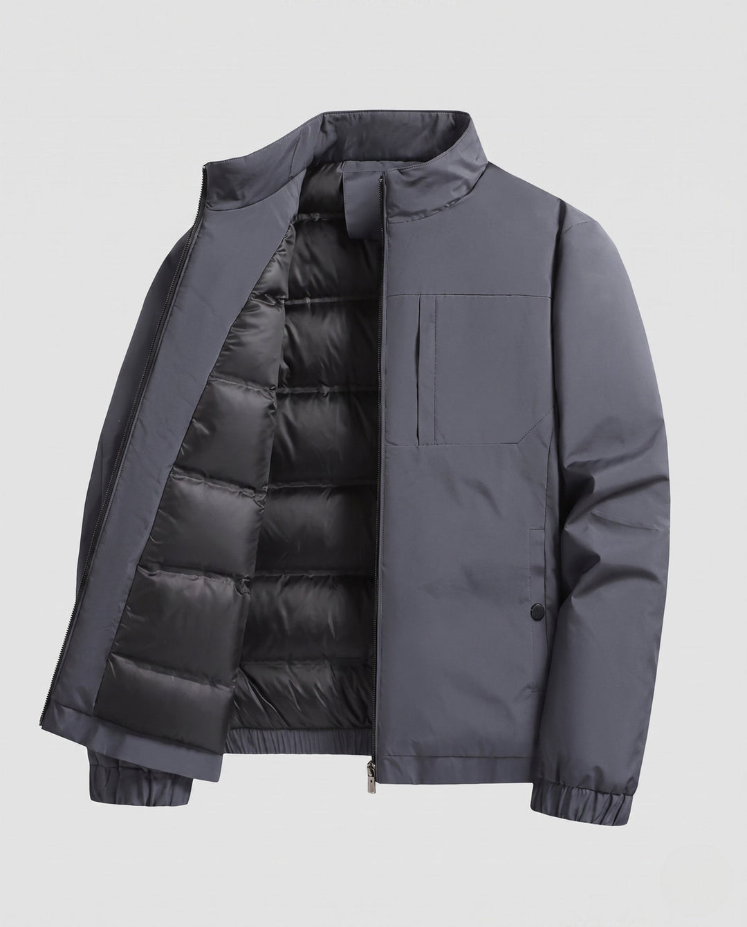 Men's quilted thermo transitional jacket with stand-up collar