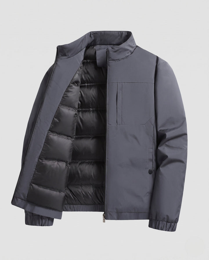 Men's quilted thermo transitional jacket with stand-up collar
