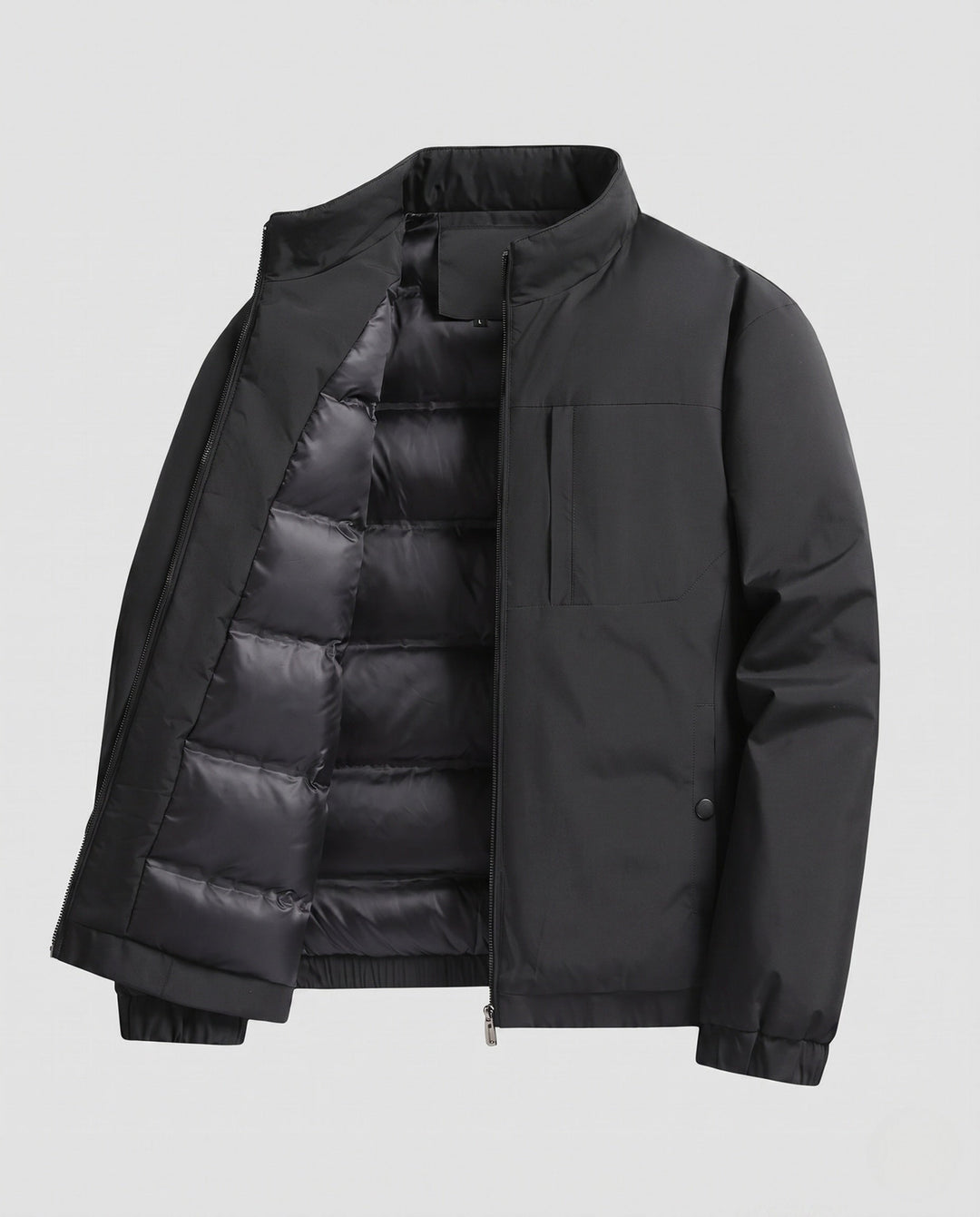 Men's quilted thermo transitional jacket with stand-up collar