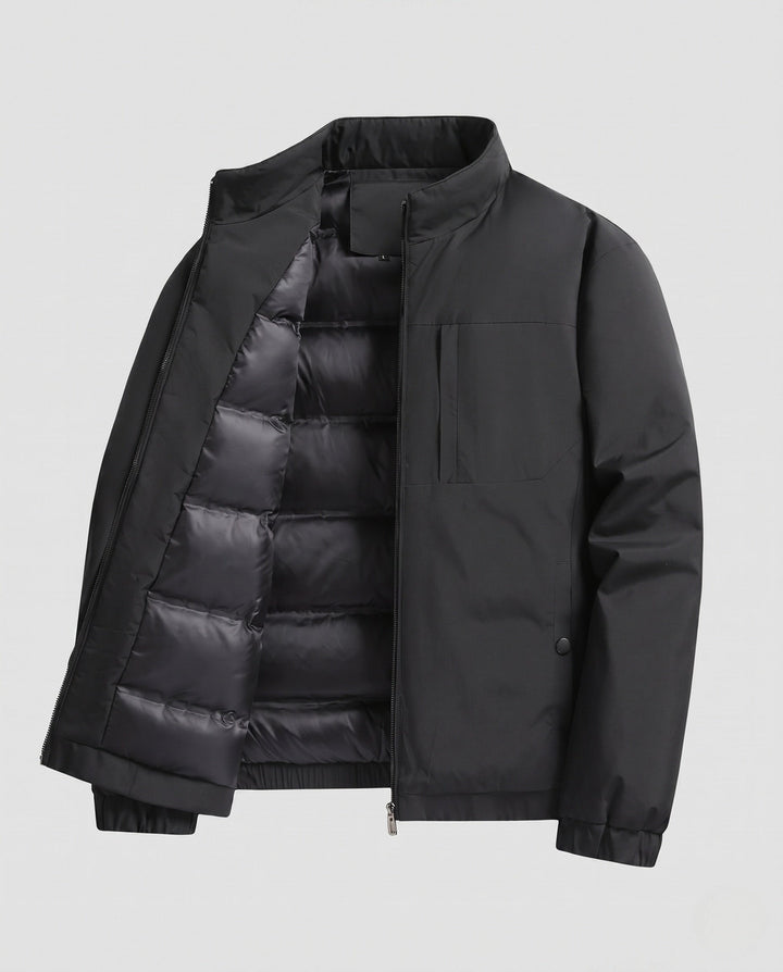 Men's quilted thermo transitional jacket with stand-up collar