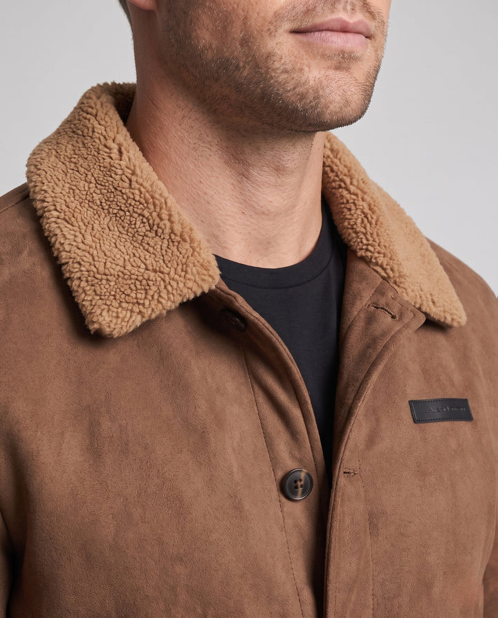 Men's cozy pilot jacket with teddy collar, quilted lining and patch pockets