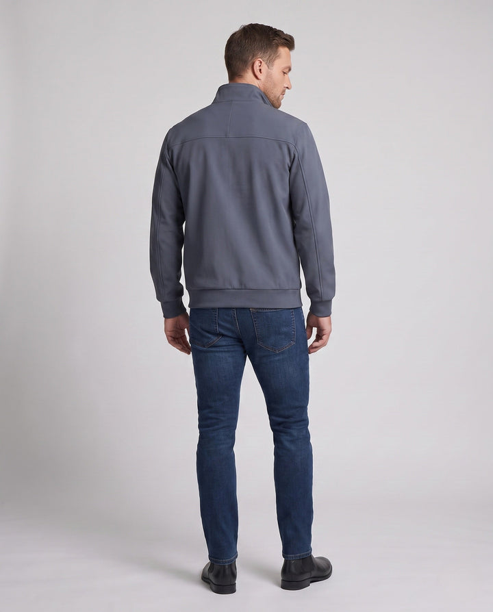 Men's lightweight zip training jacket with stand-up collar, ribbed cuffs and reflective sleeve stripes