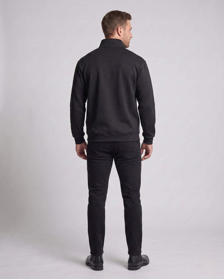 Men's oversized half-zip sweatshirt with stand collar and kangaroo pocket