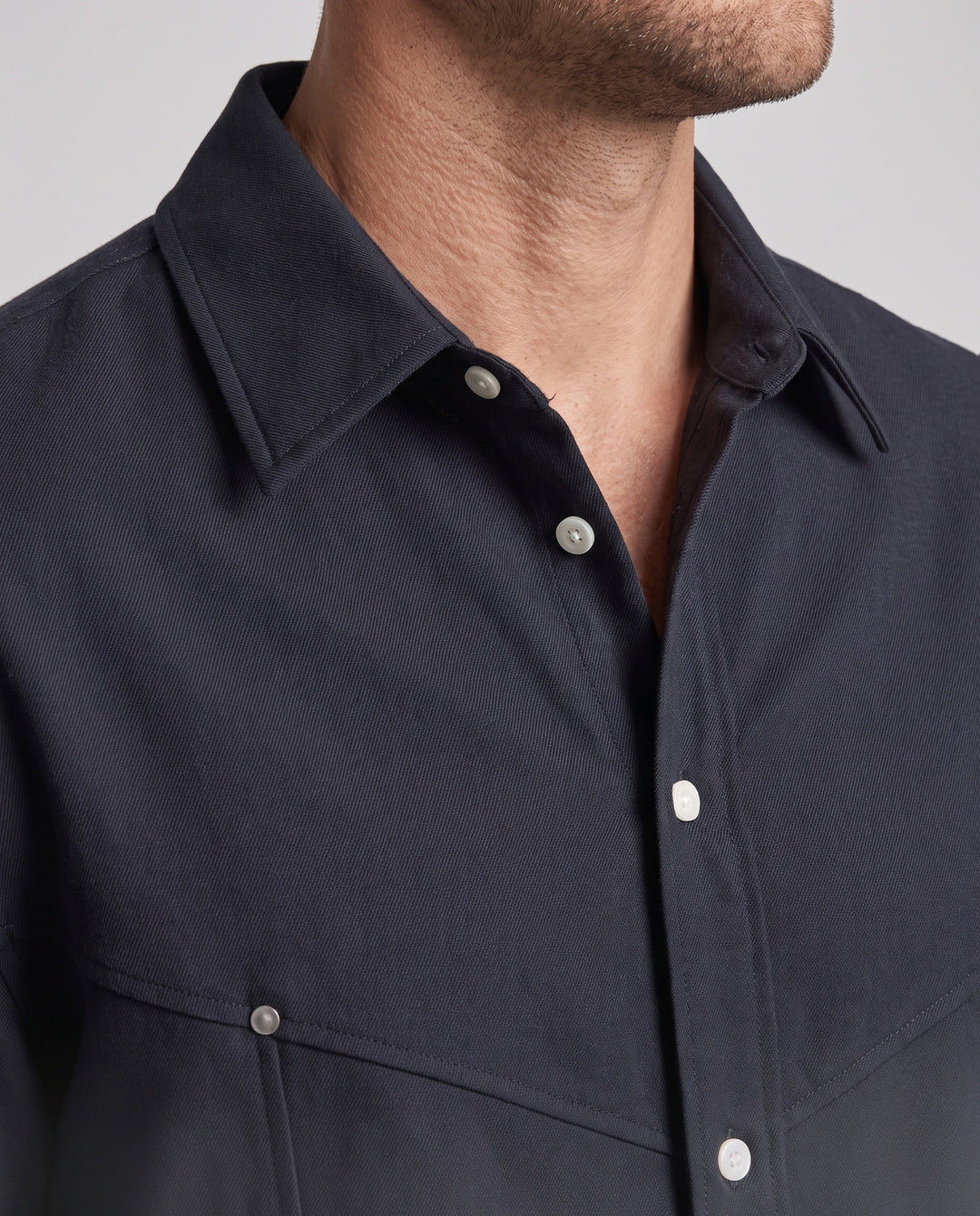 Men's Oversized Shirt Jacket with Snap Button Placket, Rounded Hem and Soft Canvas Fabric