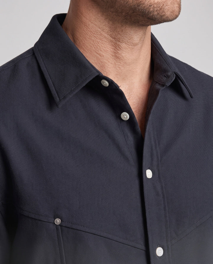 Men's Oversized Shirt Jacket with Snap Button Placket, Rounded Hem and Soft Canvas Fabric