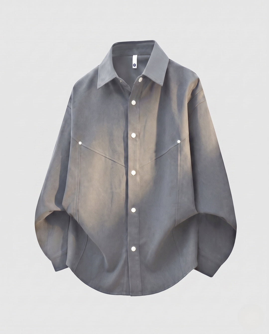 Men's Oversized Shirt Jacket with Snap Button Placket, Rounded Hem and Soft Canvas Fabric