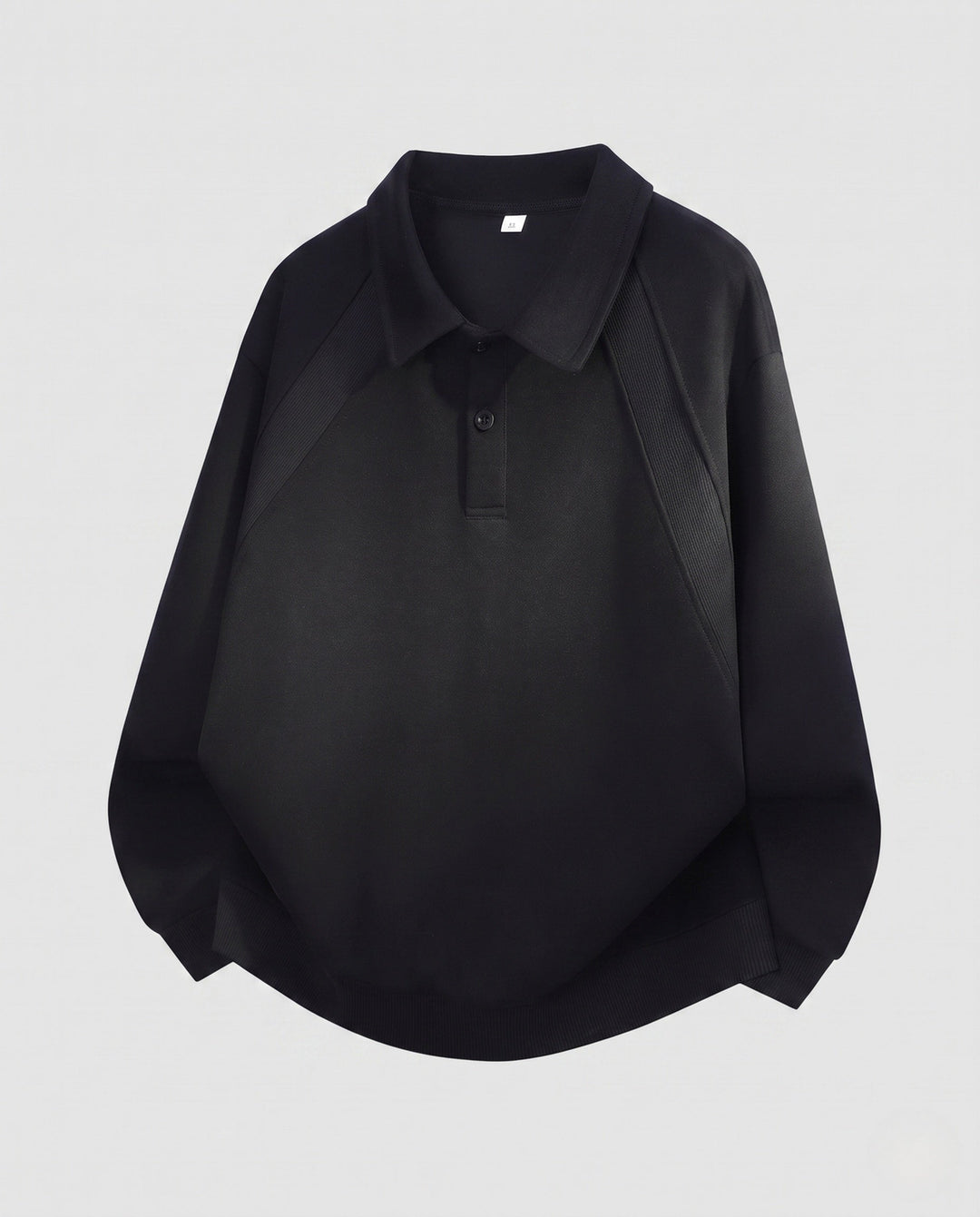 Men's oversized polo sweatshirt with raglan sleeves, shirt collar, and rounded hem