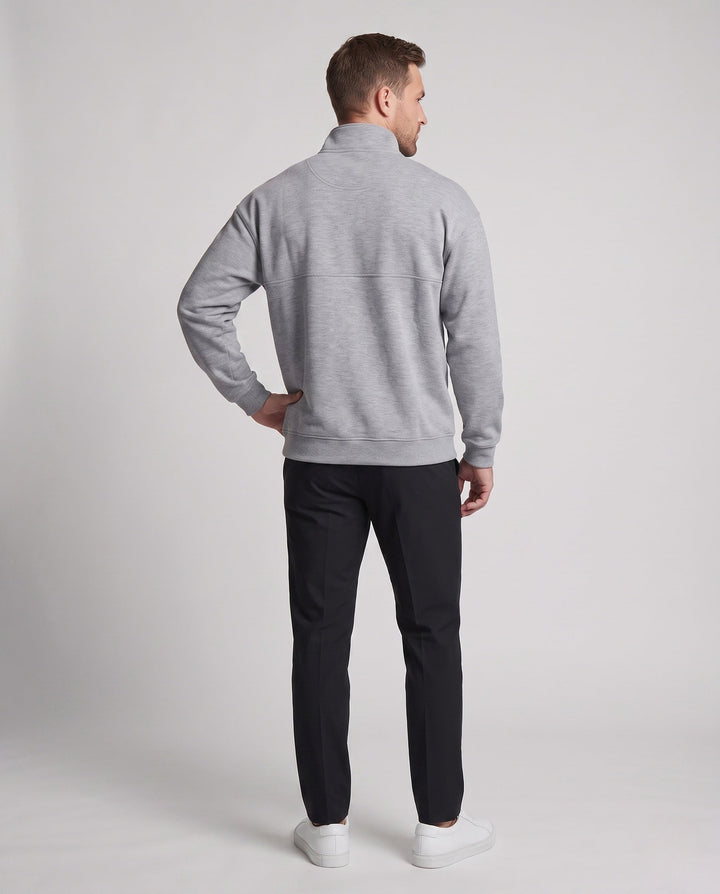 Men's oversized sweatshirt with half zip, stand-up collar, and raglan sleeves