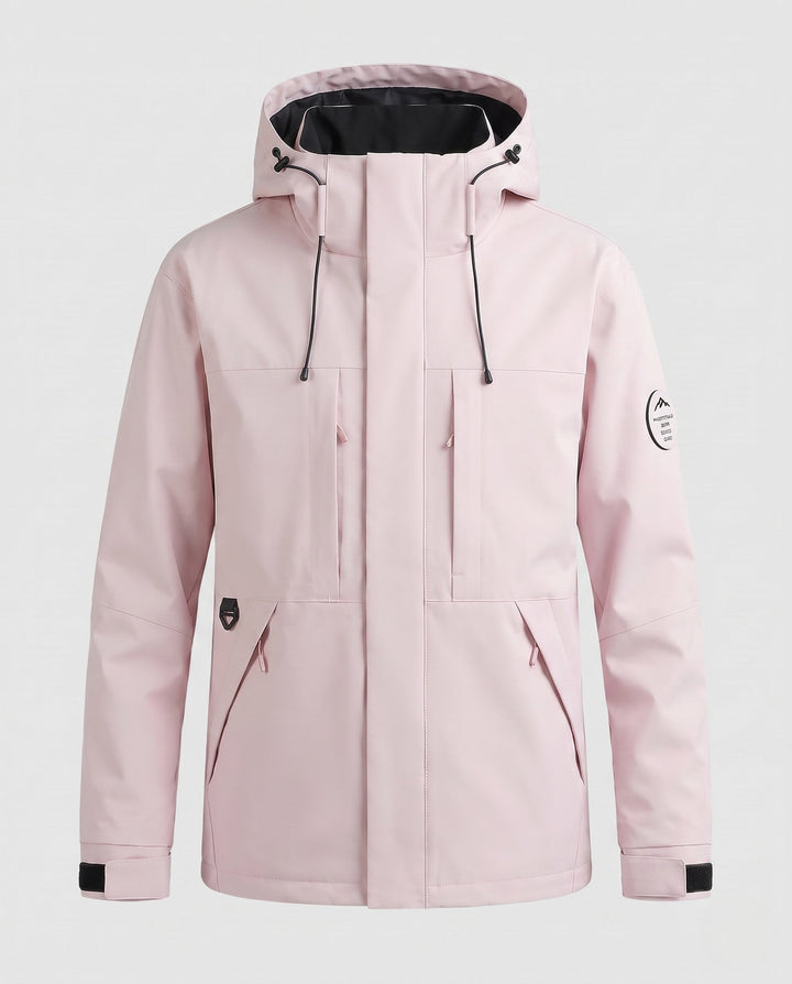 Men's technical, wind- and water-repellent hooded jacket with concealed front placket and multiple zip pockets