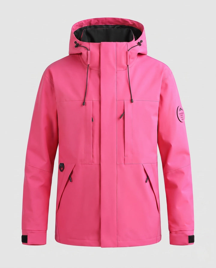 Men's technical, wind- and water-repellent hooded jacket with concealed front placket and multiple zip pockets