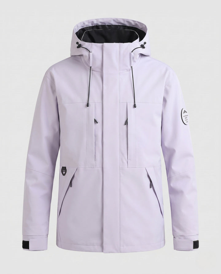 Men's technical, wind- and water-repellent hooded jacket with concealed front placket and multiple zip pockets