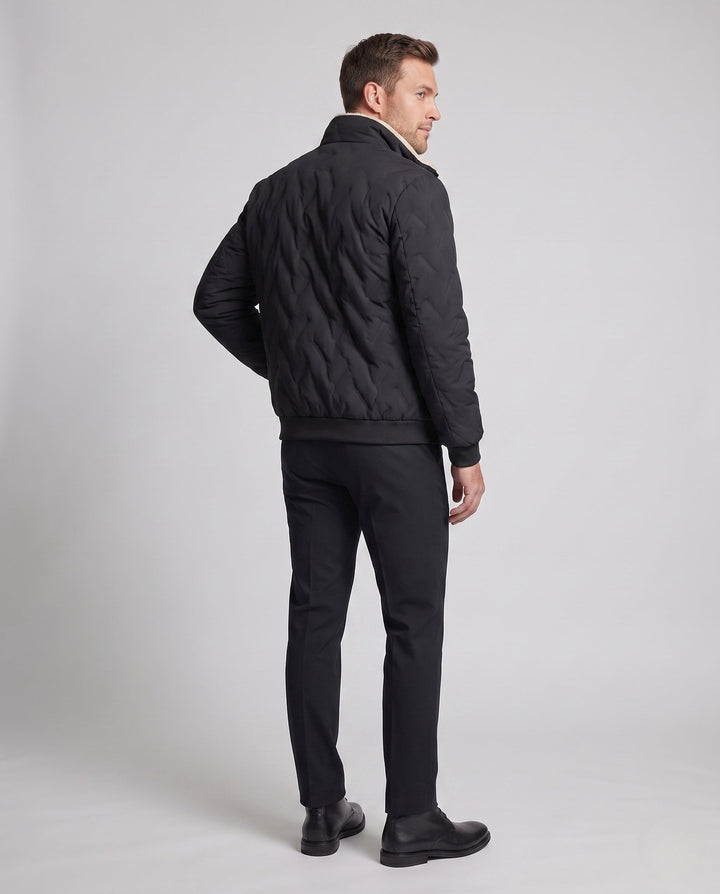 Men's thermo stand-up collar blouse jacket with warming teddy lining and hidden zip pockets