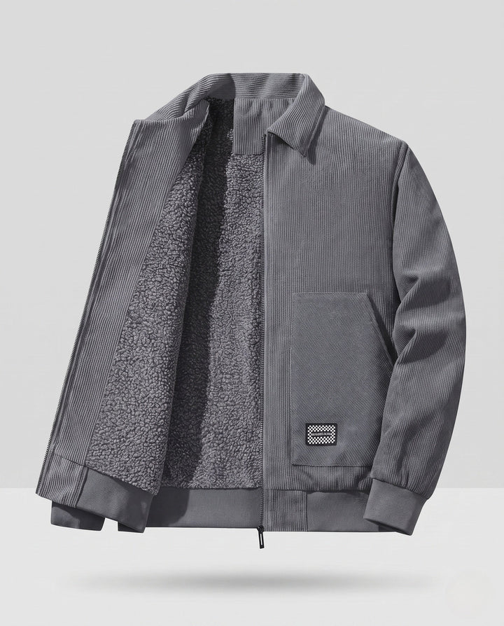 Men's Thermo Workwear Jacket with Sherpa Lining, Cord Structure and Concealed Zipper