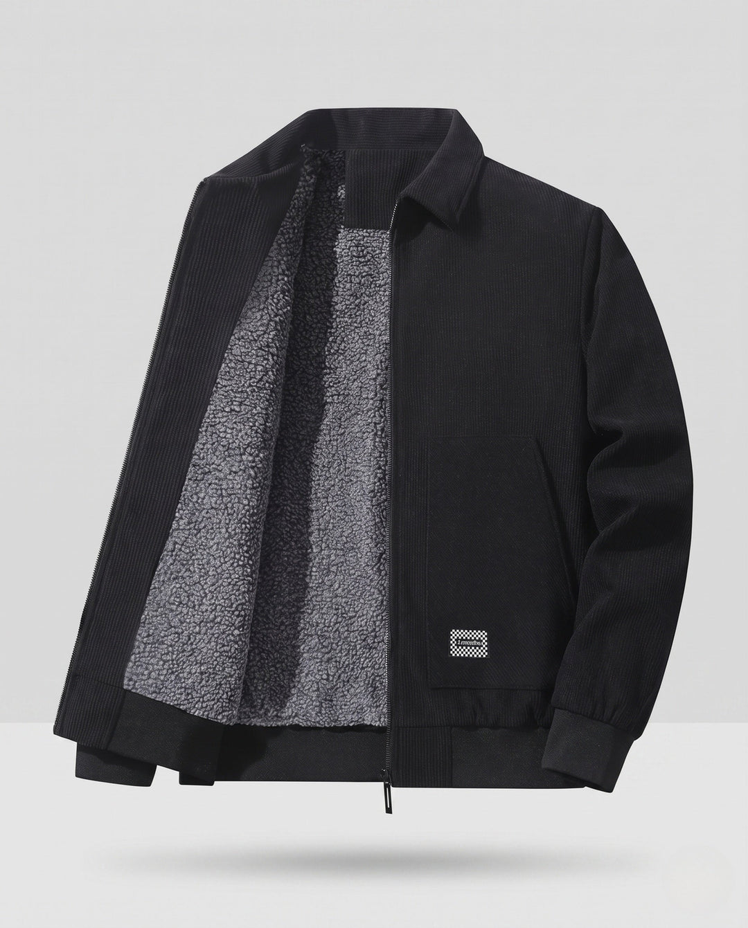 Men's Thermo Workwear Jacket with Sherpa Lining, Cord Structure and Concealed Zipper