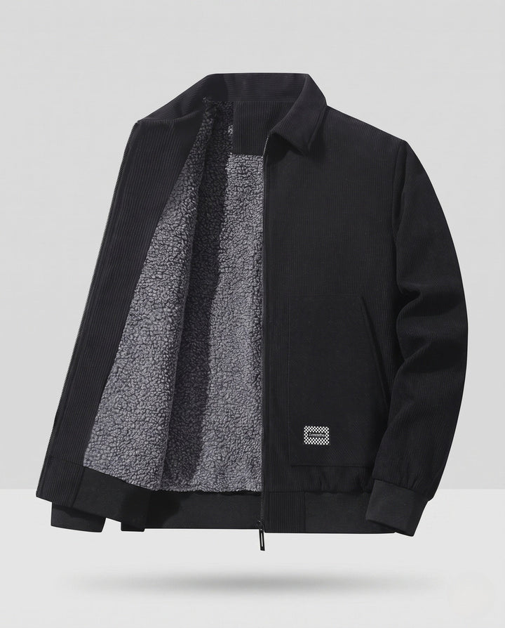 Men's Thermo Workwear Jacket with Sherpa Lining, Cord Structure and Concealed Zipper