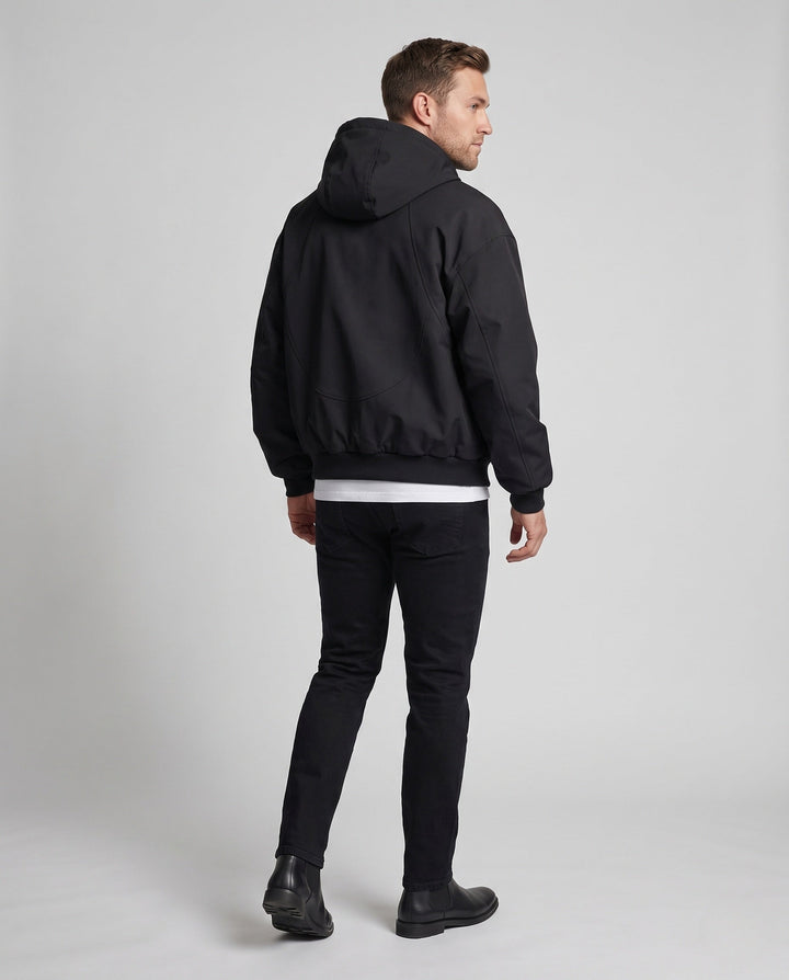 Men's wider hooded blouse with full zip