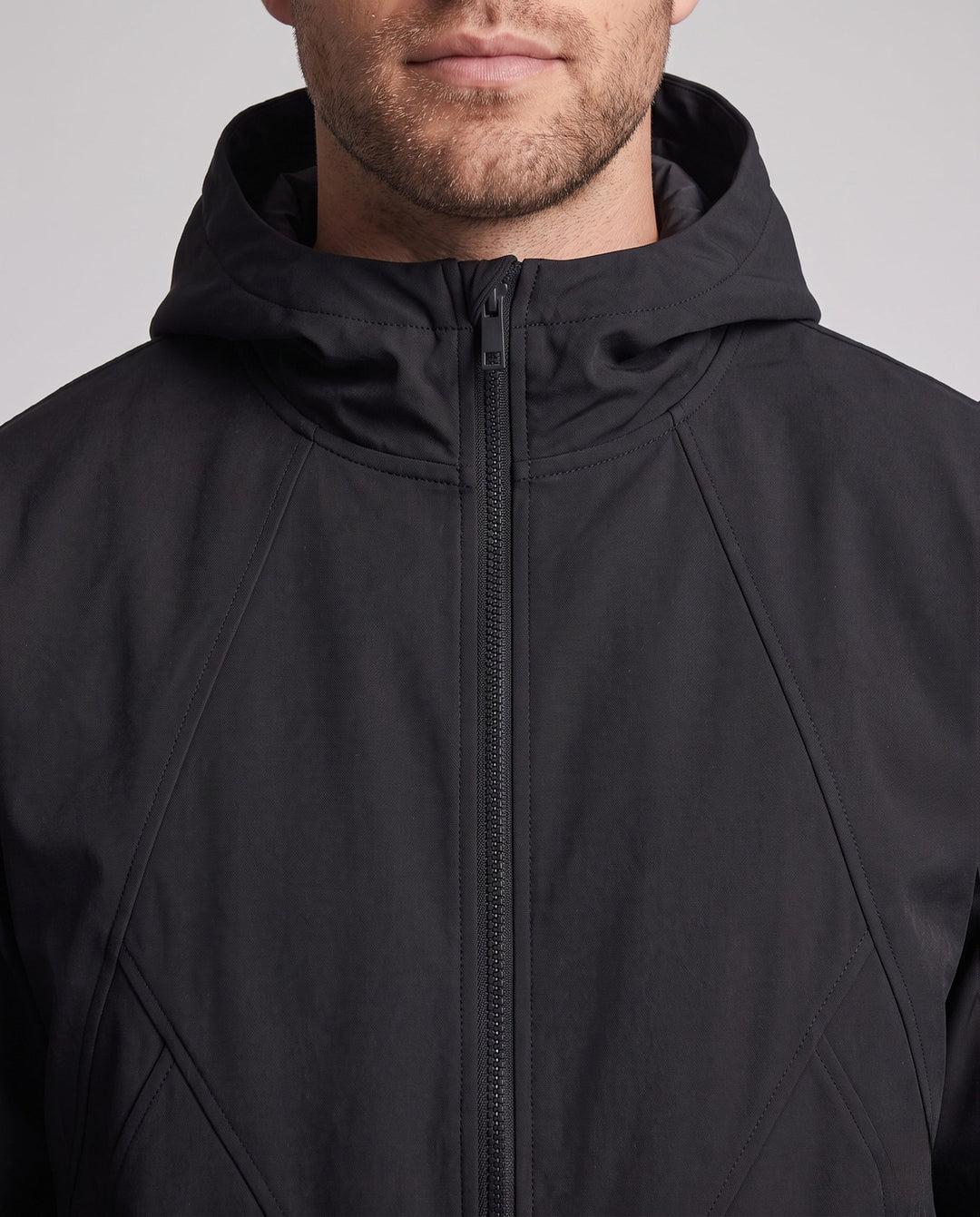 Men's wider hooded blouse with full zip