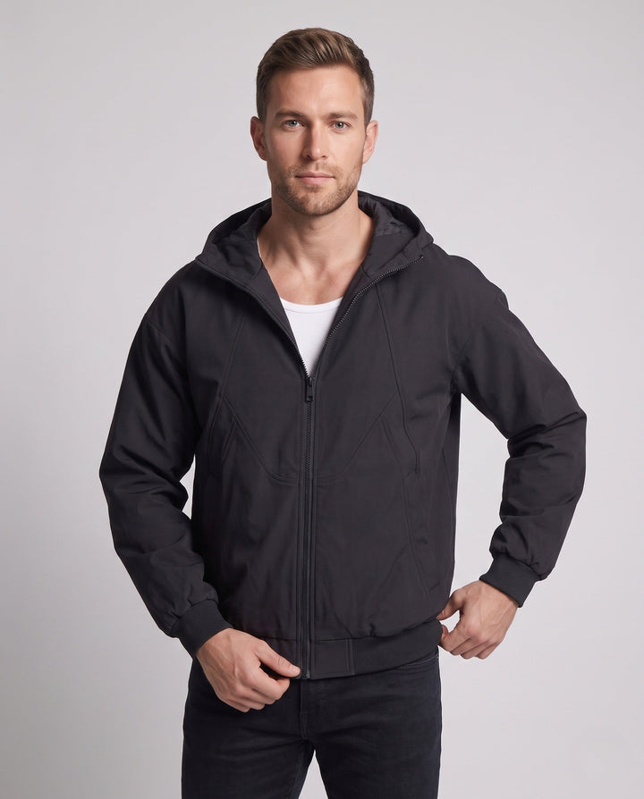 Men's wider hooded blouse with full zip
