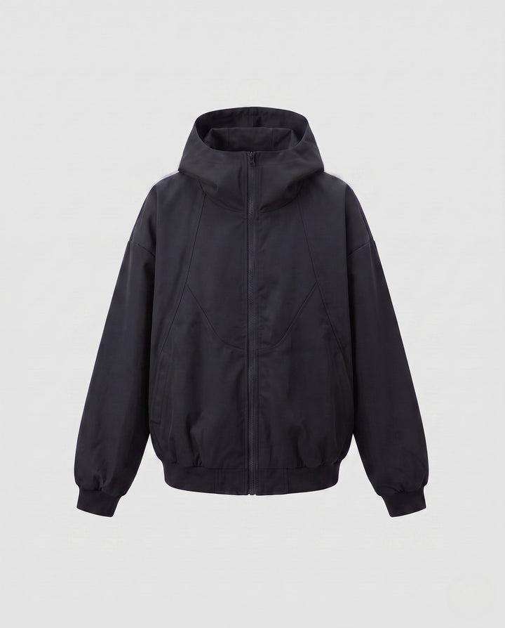 Men's wider hooded blouse with full zip