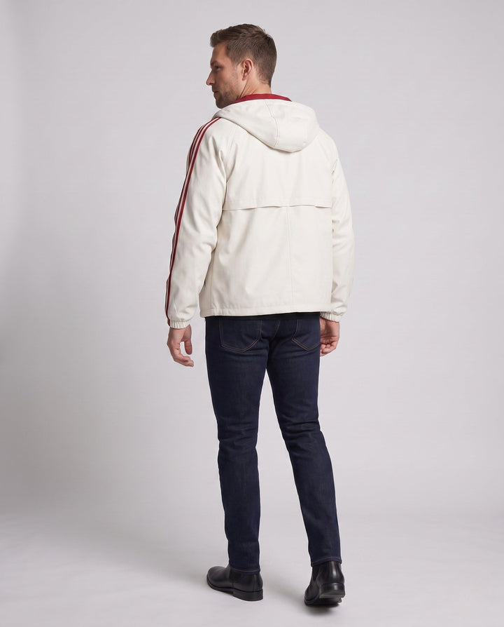 Men's reversible hoodie jacket with contrast stripes, double-sided comfort and two-way zipper